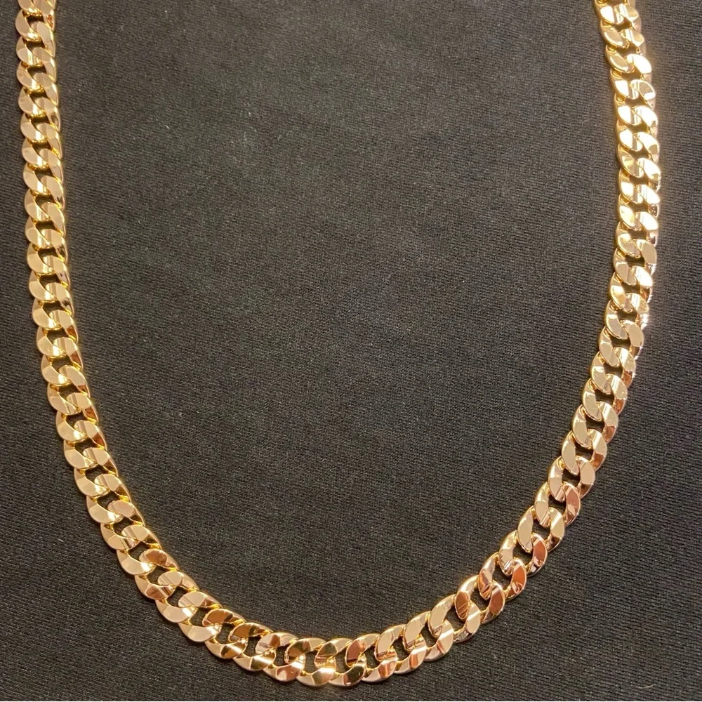 Gold Chain Cuban Link Necklace 24in 10mm and Matching Cuban Link Bracelet 8in - Picture 3 of 7